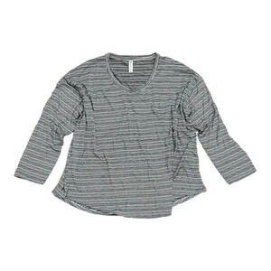 Athleta Cloudlight Stratus Black Ivory Stripe Long Sleeve Tee 2X